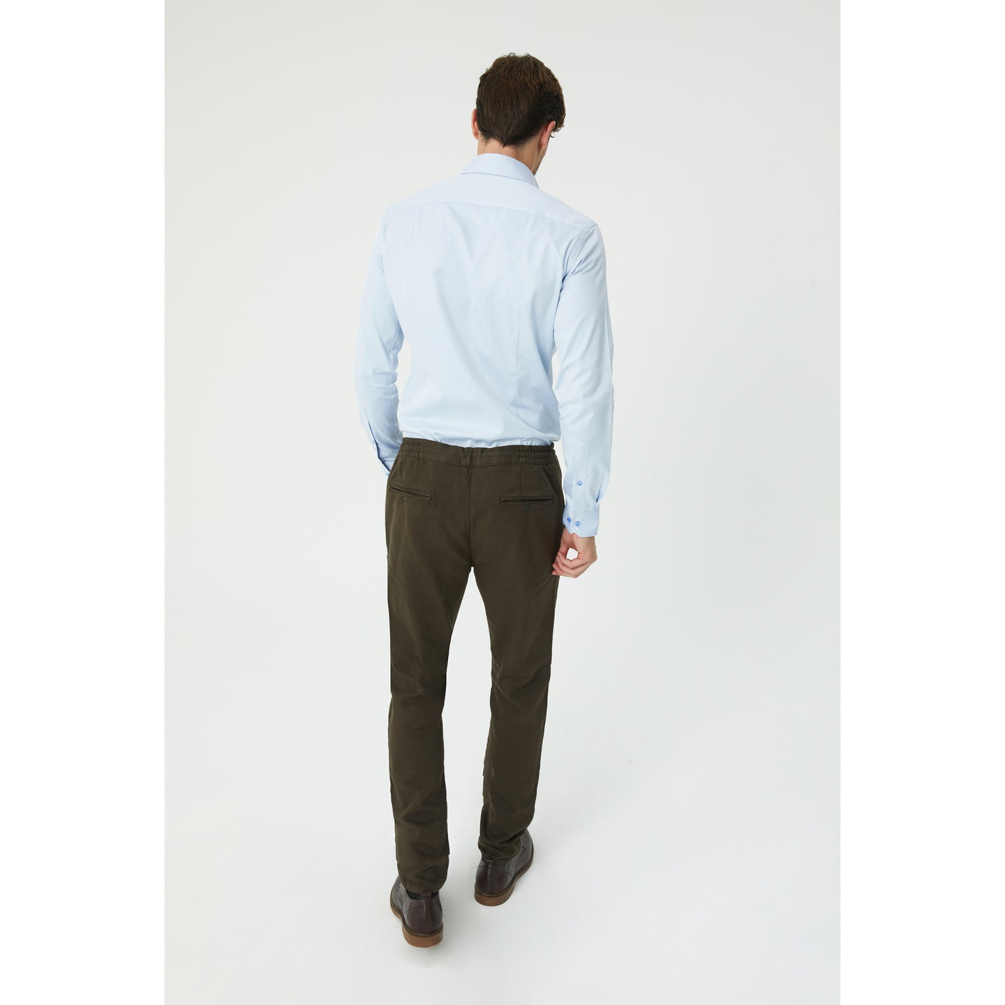 Dark Brown Cotton Drawstring Chinos